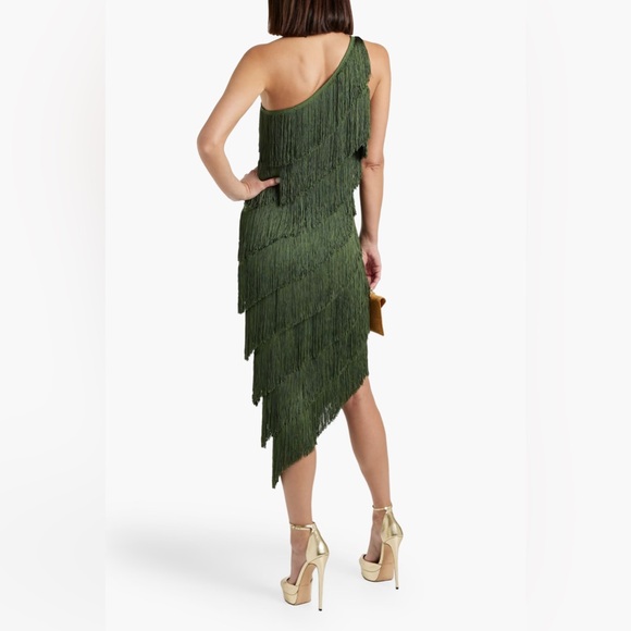 New with Tags Norma Kamali One Shoulder Fringe Dress - Picture 8 of 9